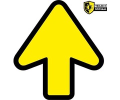 Pijl | vloer sticker | Corona Veilig &amp; Sociaal | markering | Fel Geel Zwart | Antislip | 20 cm