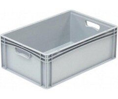 Kunststoffkiste mit geschlossenen Seiten und 2 offenen Griffen 600x400x220mm