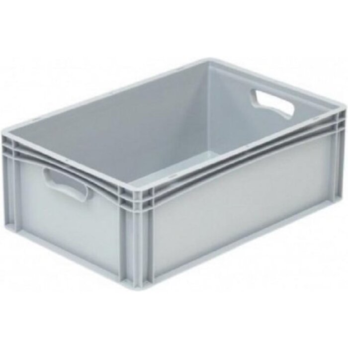 Caisse en plastique avec côtés fermés et 2 poignées ouvertes 600x400x220mm