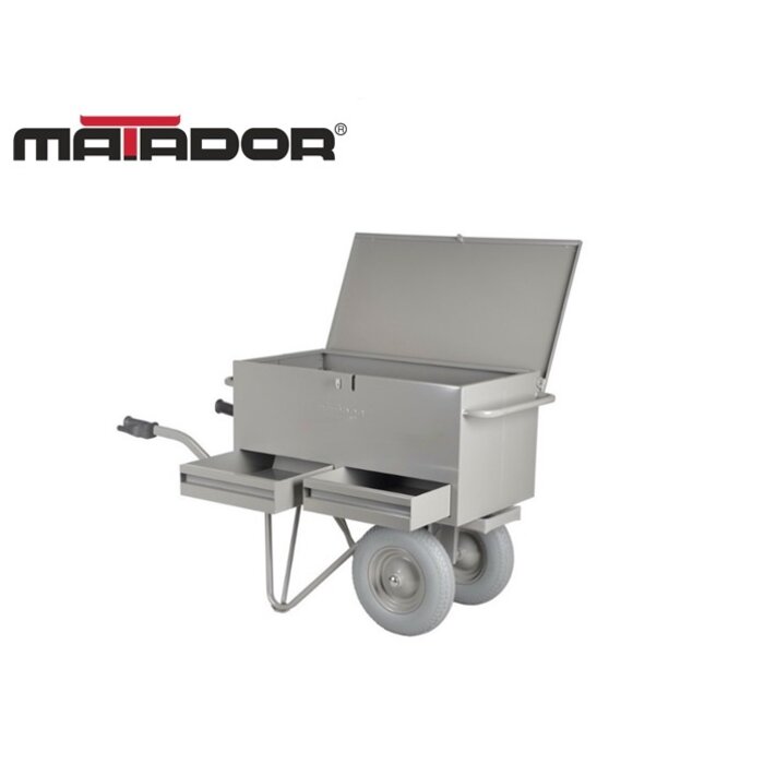 Matador Kruiwagen, gereedschap 2-wielig lekvrij met 2 lades M-106-CT 2 WI+LADES