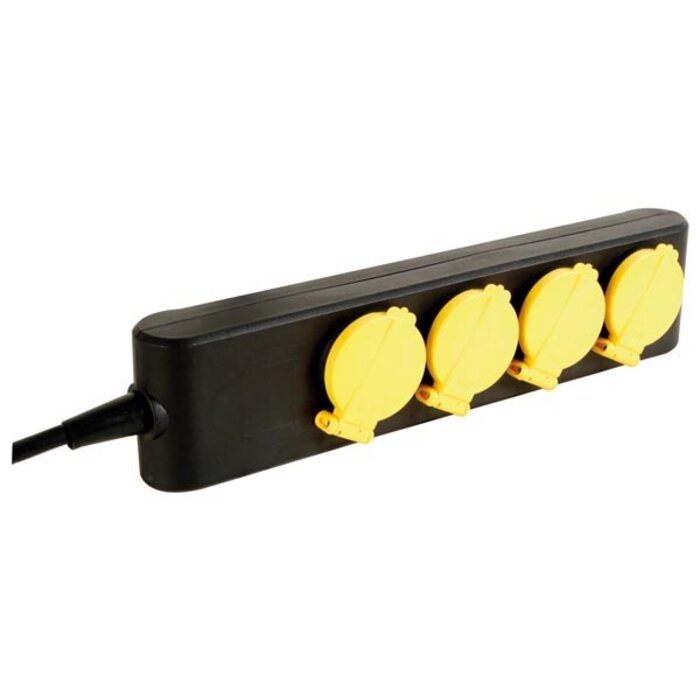 Perel Perel Stekkerdoos Ip44 16a 4-voudig 1,5 Meter Zwart Geel