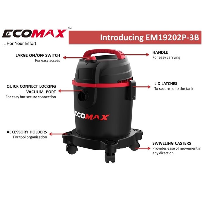 Ecomax Aspirateur eau et poussières Ecomax PP 11 litres