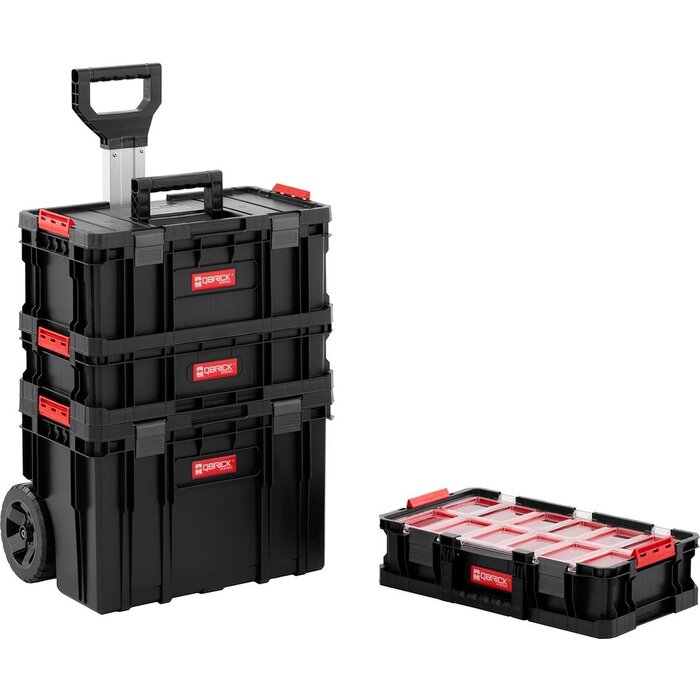 QBRICK Boîte à outils 6 en 1 QBRICK avec jeu de roues, y compris la mallette