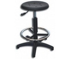 Power Tower Tabouret d'atelier réglable avec assise et repose-pieds en polyuréthane noir