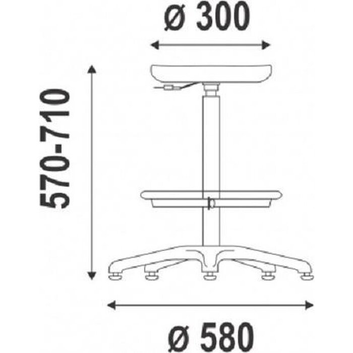 Power Tower Tabouret d'atelier réglable avec assise et repose-pieds en polyuréthane noir