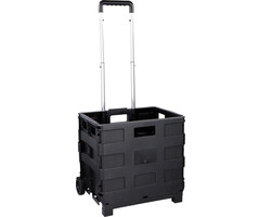 Kinzo Chariot de courses pliable - Noir - Caisse pliable - jusqu'à 25KG - sur roulettes