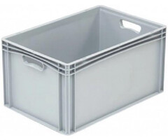 Kunststof krat met gesloten zijkanten en 2 open handvaten 600x400x320mm