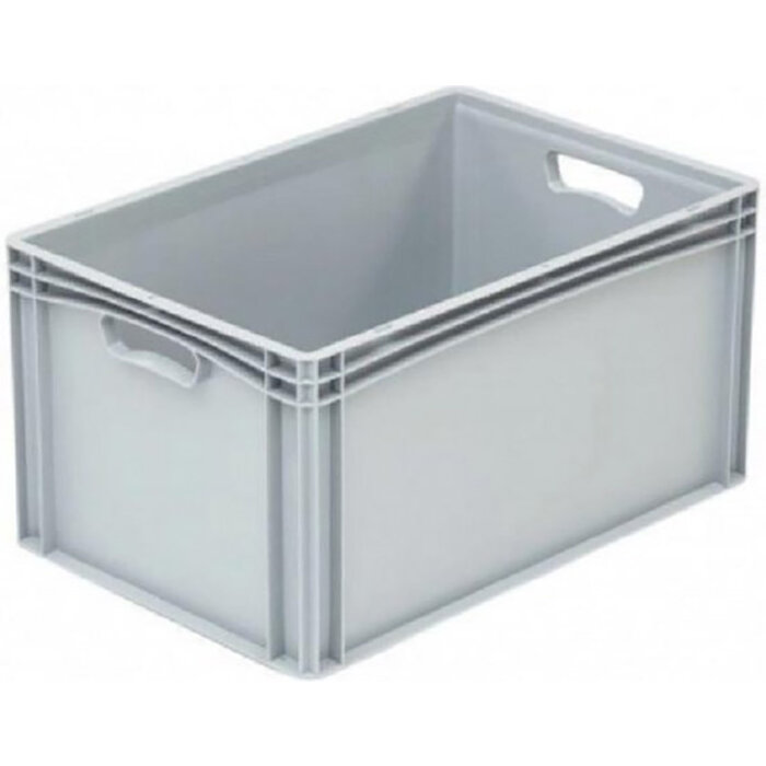 Caisse en plastique avec côtés fermés et 2 poignées ouvertes 600x400x320mm