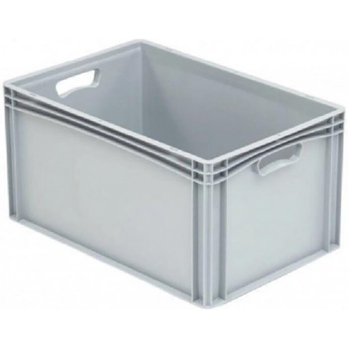 Caisse en plastique avec côtés fermés et 2 poignées ouvertes 600x400x320mm