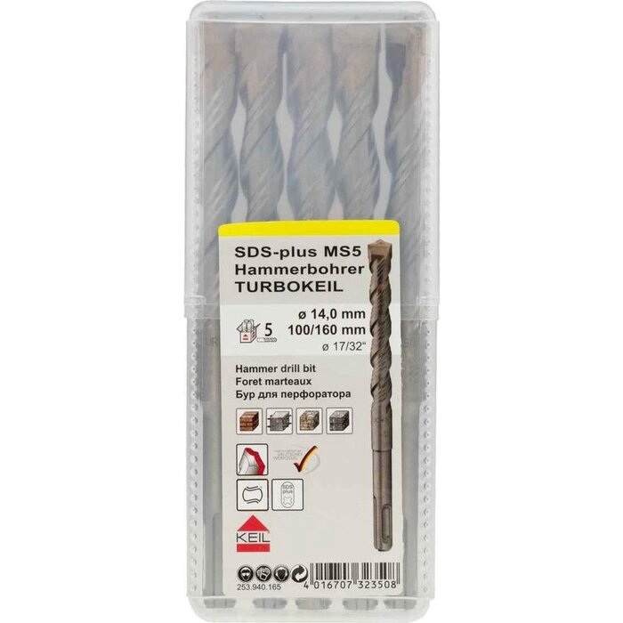 Keil Keil Bohrhammer SDS-Plus 14 mm x 100 mm PRO 5 STÜCK im Rohr