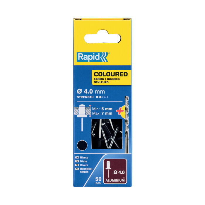 Rapid Blindklinknagels zwart Ø 4 x 10 mm incl. Boor 50 st., Box