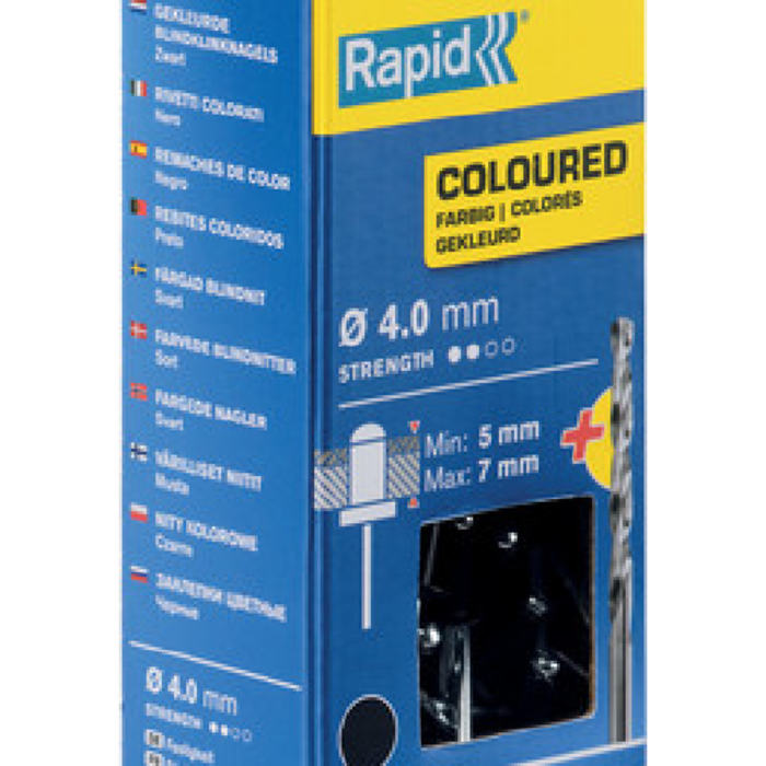 Rapid Rapid Gekleurde klinknagel Zwart 4.0 x 10 mm