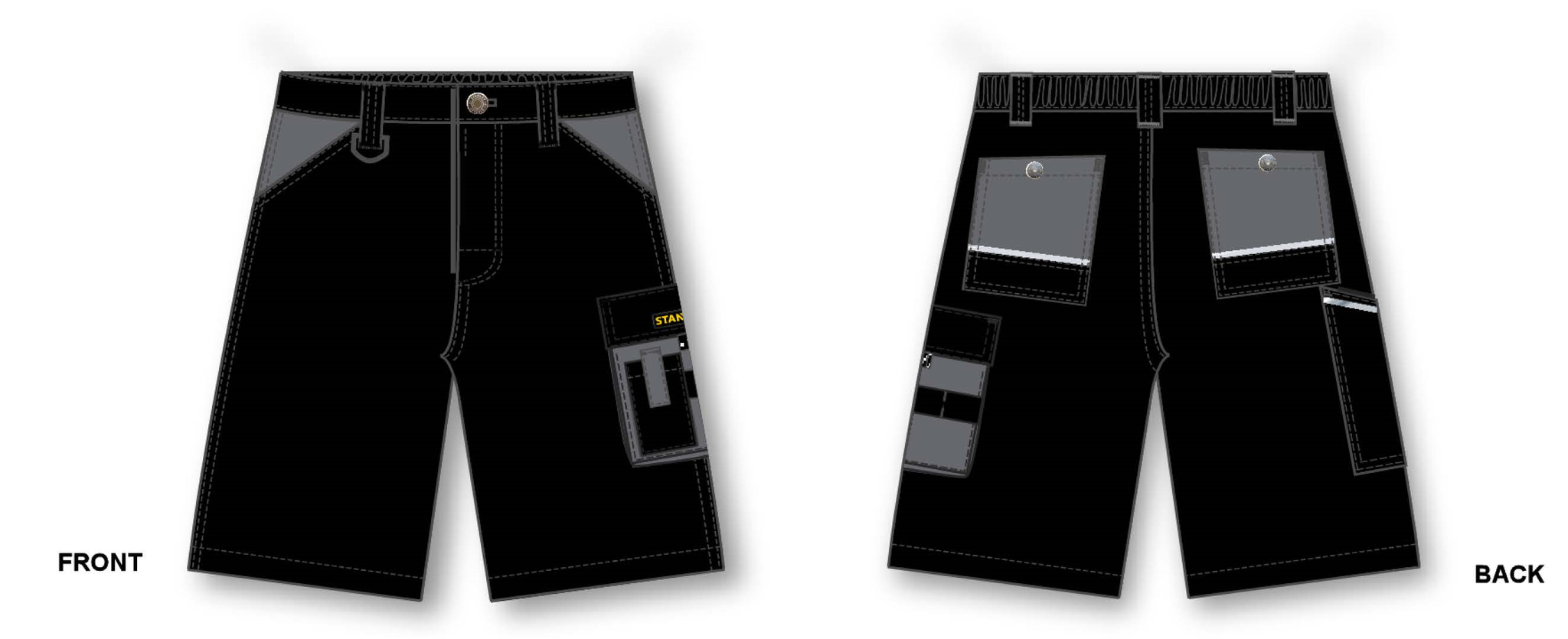 Stanley werkbroek bermuda zwart grijs maat M Warehousesupply