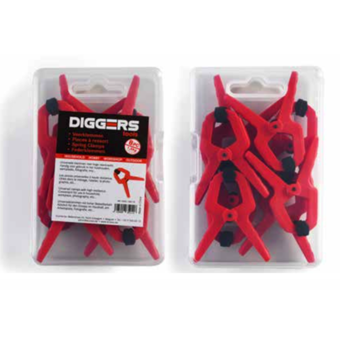 Diggers Diggers veerklemmen set klein 8 stuks in doosje