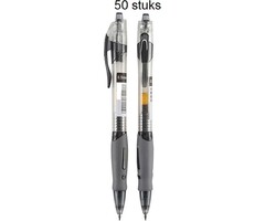 Gel pen double ball 0.5 mm met zwarte inkt per 50 stuks.