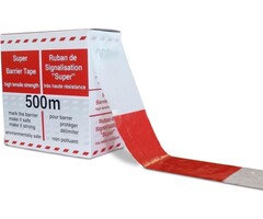 Absperrband ROT / WEISS Spenderbox 500 mtr x 75 mm LDPE