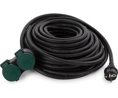 Perel RALLONGE AVEC 2 PRISES - USAGE EXTERIEUR - SCHUKO - 20 m