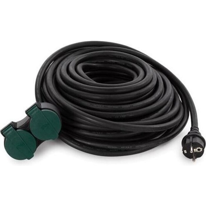 Perel RALLONGE AVEC 2 PRISES - USAGE EXTERIEUR - SCHUKO - 20 m