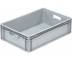 Caisse en plastique avec côtés fermés et 2 poignées ouvertes 600x400x170mm