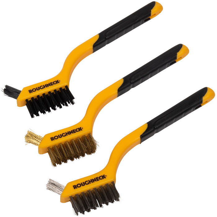 Roughneck Roughneck - Mini staalborstelset 3-delig (Nylon, RVS en Messing)