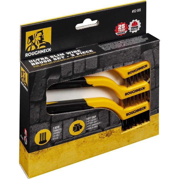Roughneck Roughneck - Mini-Stahlbürsten-Set 3-teilig (Nylon, Edelstahl und Messing)