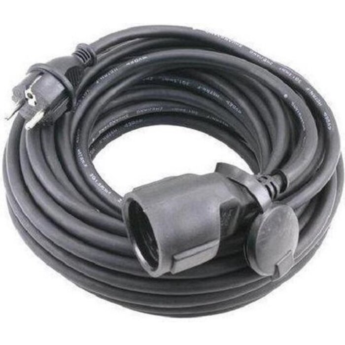 Power Tower Perel Verlengkabel 25 Meter 230 V Rubber 3680 Watt Zwart