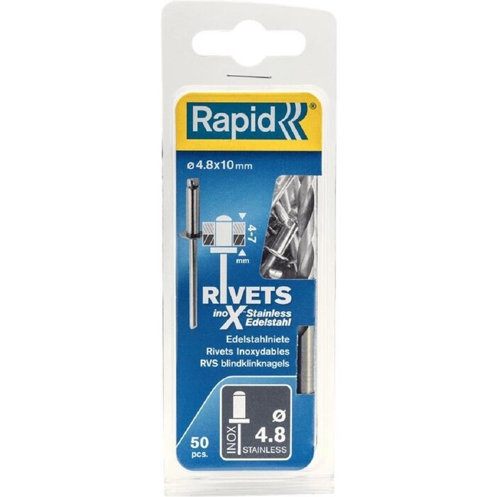 Rapid Blindklinknagels RVS Ø 4,8 x 25 mm incl. Boor 50 st., Box