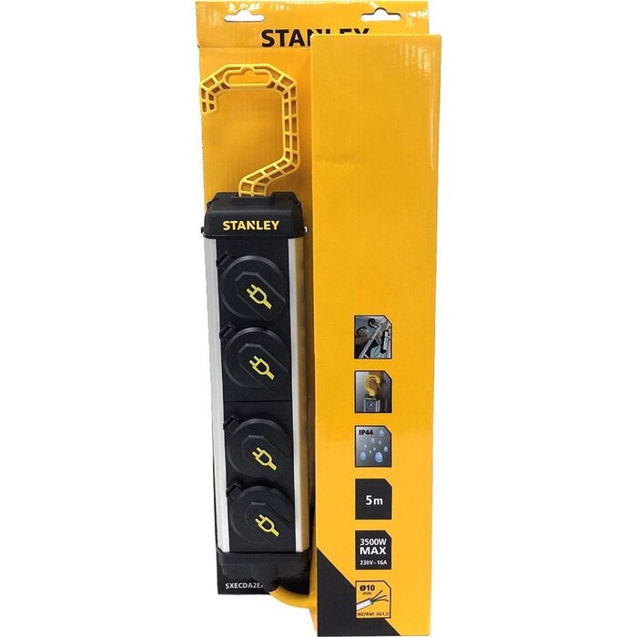 STANLEY Stanley Stekkerdoos Hook 4-voudig 5 Meter Aluminium Zwart PENAARDE BE-FR