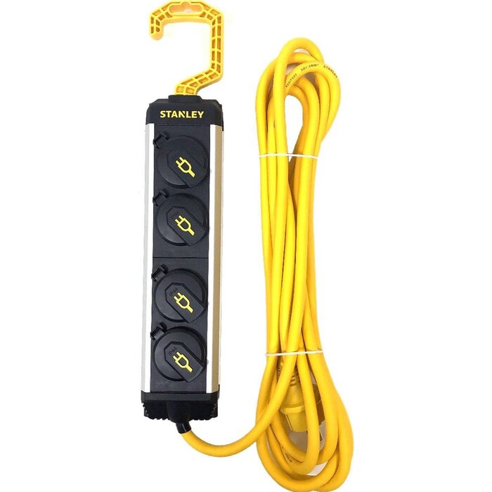 STANLEY Stanley Stekkerdoos Hook 4-voudig 5 Meter Aluminium Zwart PENAARDE BE-FR