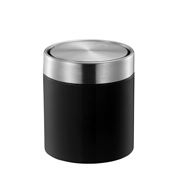 Eko EKO - Fandy Tafelafvalbak 1,5 liter - Steel Stainless steel - mat RVS, zwart - Prullenbak