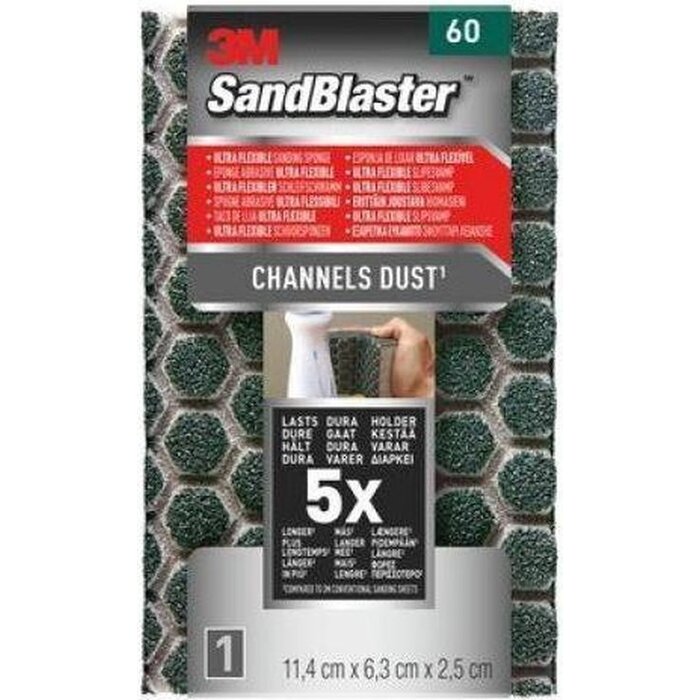 3M 3M™ SandBlaster™ Ultra Flexible Schuurspons, 960SBE, P60, 11,4 x 6,3 x 2,5 cm,1 kaart