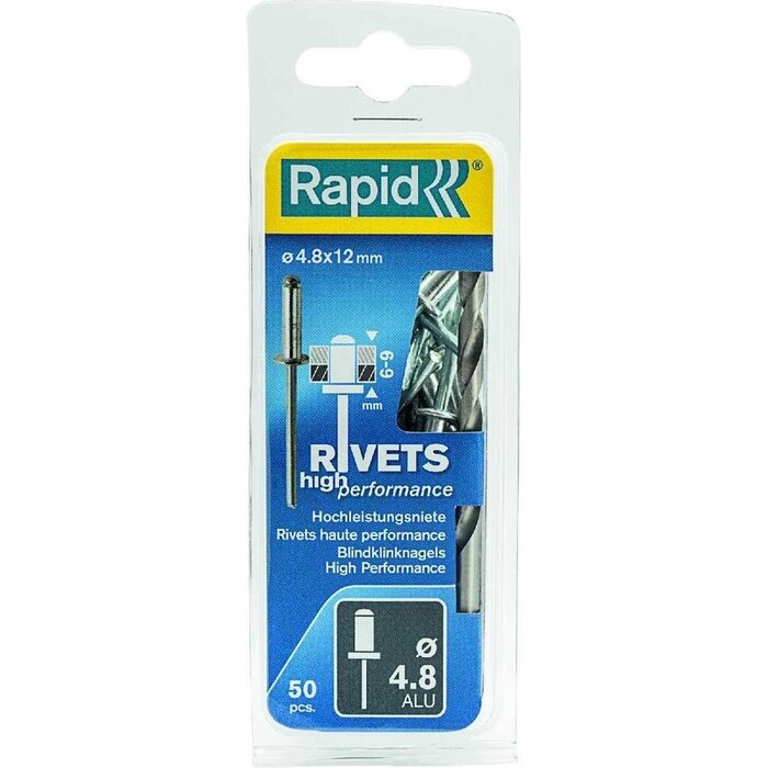 Rapid Blindklinknagels High Performance Ø 4,8 x 12 mm incl. Boor 50 st., Box