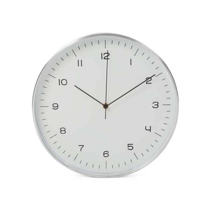 Perel Perel Wandklok 30 cm wit en zilverkleurig