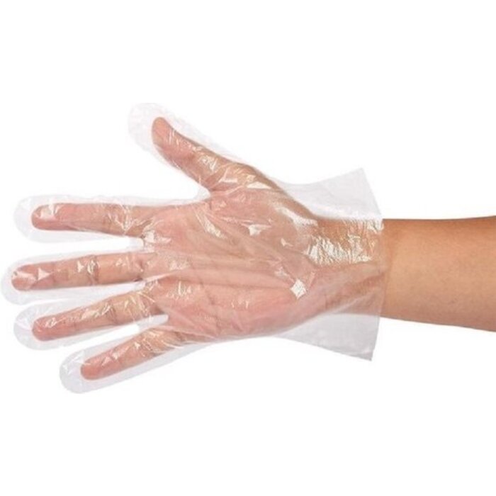 Gants jetables PE taille standard par 100 pièces en sachet distributeur