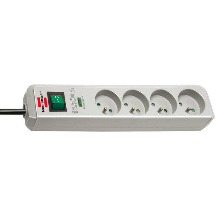 Brennenstuhl Brennenstuhl Eco-Line 13.500A stekkerdoos met overspanningsbeveiliging 4-voudig lichtgrijs 1.5m H05VV-F 3G1.5 *FR*