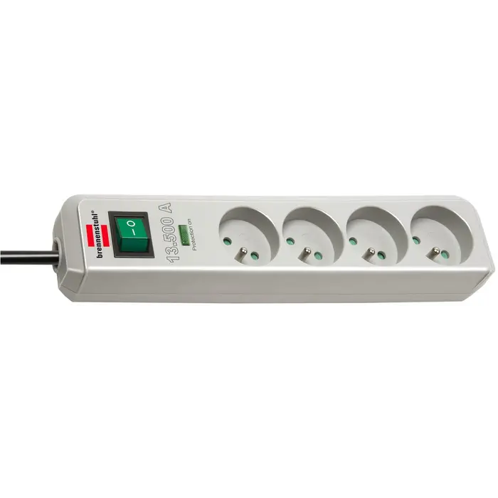 Brennenstuhl Brennenstuhl Eco-Line 13.500A stekkerdoos met overspanningsbeveiliging 4-voudig lichtgrijs 1.5m H05VV-F 3G1.5 *FR*