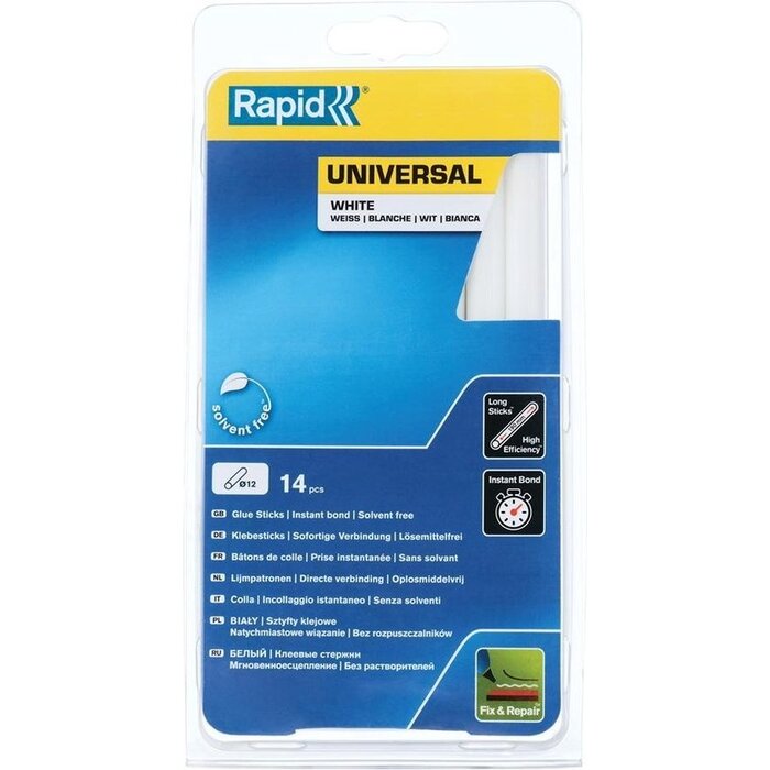 Rapid Rapid 40107361 Klebekartusche - D12 - Universal weiß - 190x12mm (14 Stück)