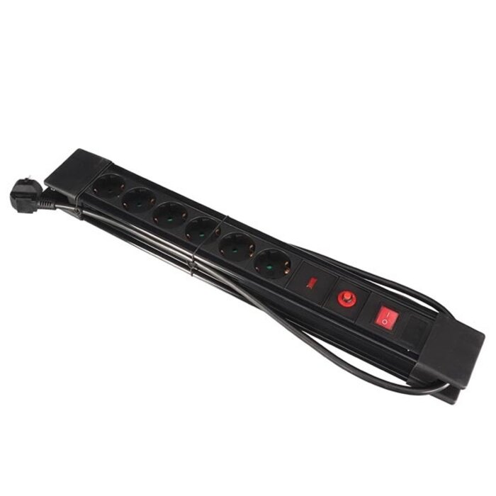 Perel Perel Stekkerdoos Zwart 6 Stopcontacten 3500w