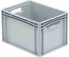 Caisse en plastique avec côtés fermés et 2 poignées ouvertes 400x300x220 mm