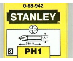 STANLEY Stanley bit set PH1, 25 mm, set van 3 stuks