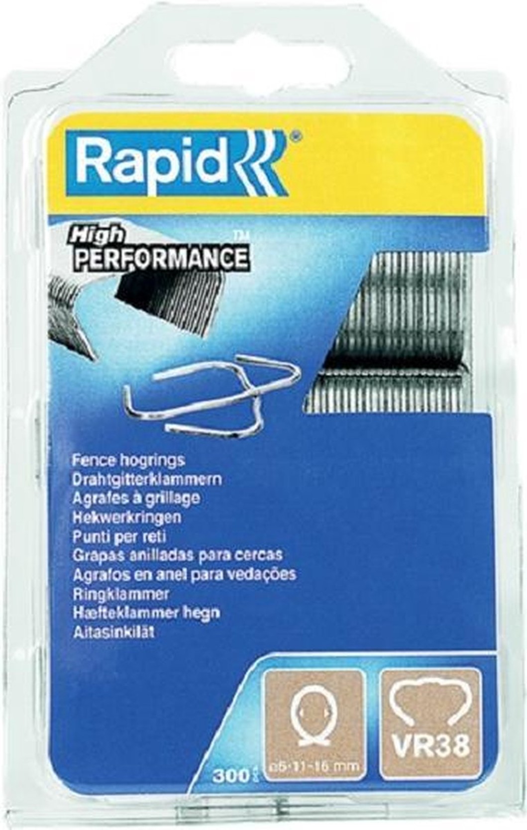 Rapid Hogringen VR38 Staal 300 st., Blister
