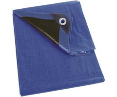 Perel Perel Tarpaulin, ultra-strong, 14 anneaux, coins renforcés, rectangulaire, bleu/noir, 180 g/m², 3 x 4 m