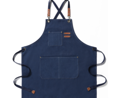 Coole Baumwollschürze mit praktischen Fächern - blau - Einheitsgröße