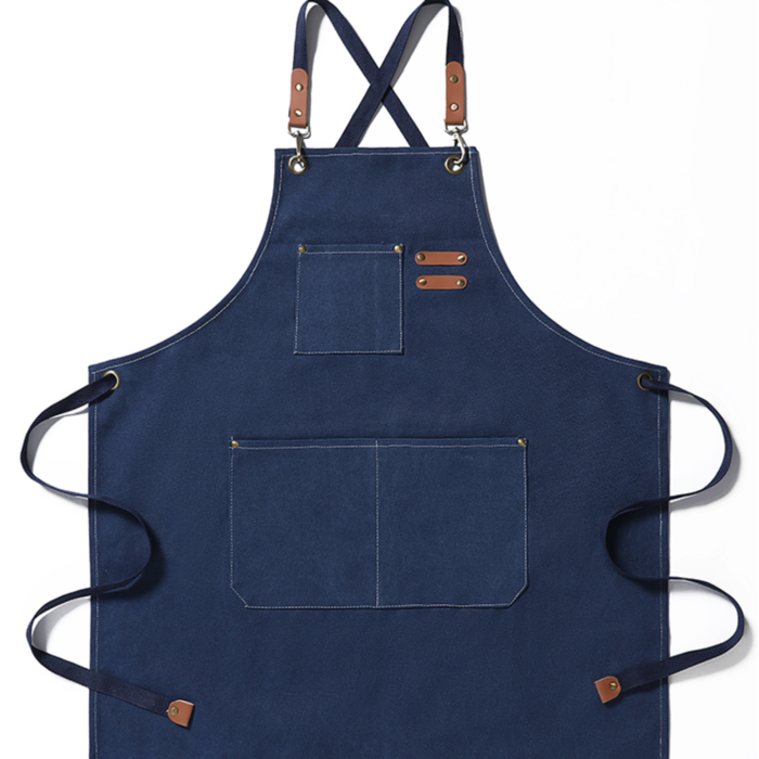 Tablier en coton cool avec compartiments pratiques - bleu - taille unique