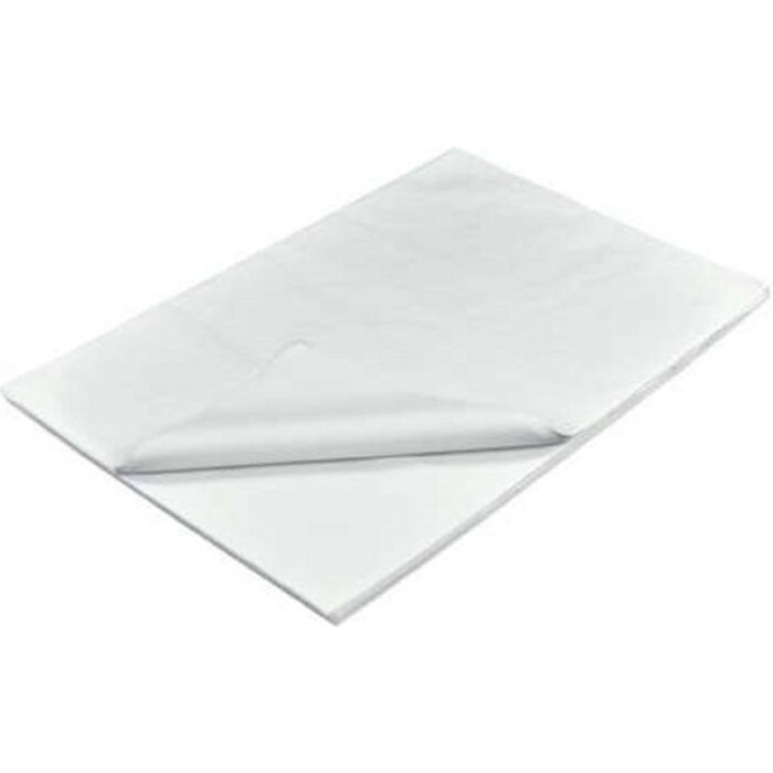 Papier de soie blanchi blanc 20 grammes. 50x75cm. 480 feuilles par boîte/paquet