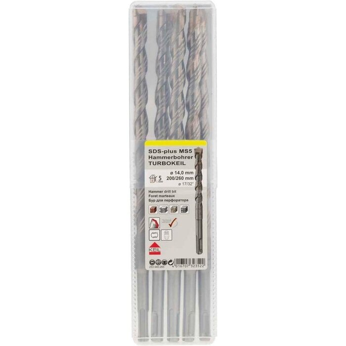 Keil Keil Hamerboor SDS-Plus 14 mm x 200 mm PER 5 STUKS in koker