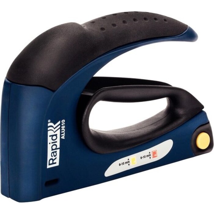 Rapid Rapid Handtacker ALU610 - Omgekeerde Handgreep - Blauw/zwart - Ideaal voor Krappe Ruimtes