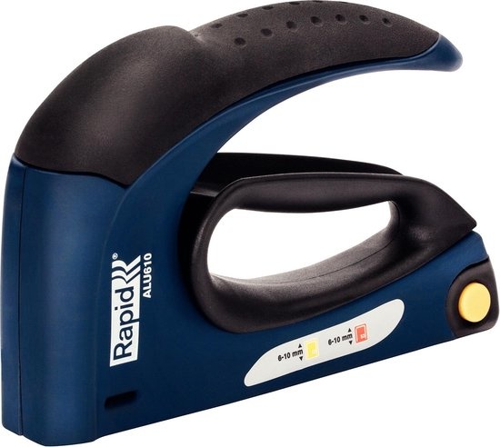 Rapid Rapid Handtacker ALU610 - Omgekeerde Handgreep - Blauw/zwart - Ideaal voor Krappe Ruimtes