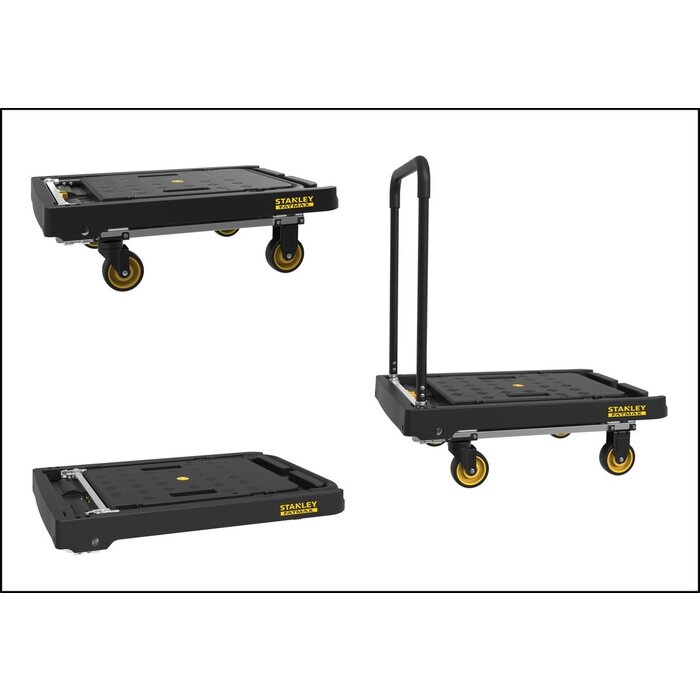 STANLEY Stanley Opvouwbare Platformwagen FXWT-711 - Max. 200KG - Aluminium - 80 x 52 X 87 CM - Anti-Slip Platform - Zwart/Geel