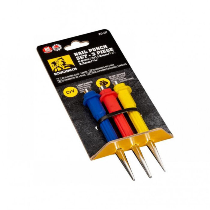 Roughneck Roughneck Ensemble de poinçons à clous 3 pièces avec code couleur.